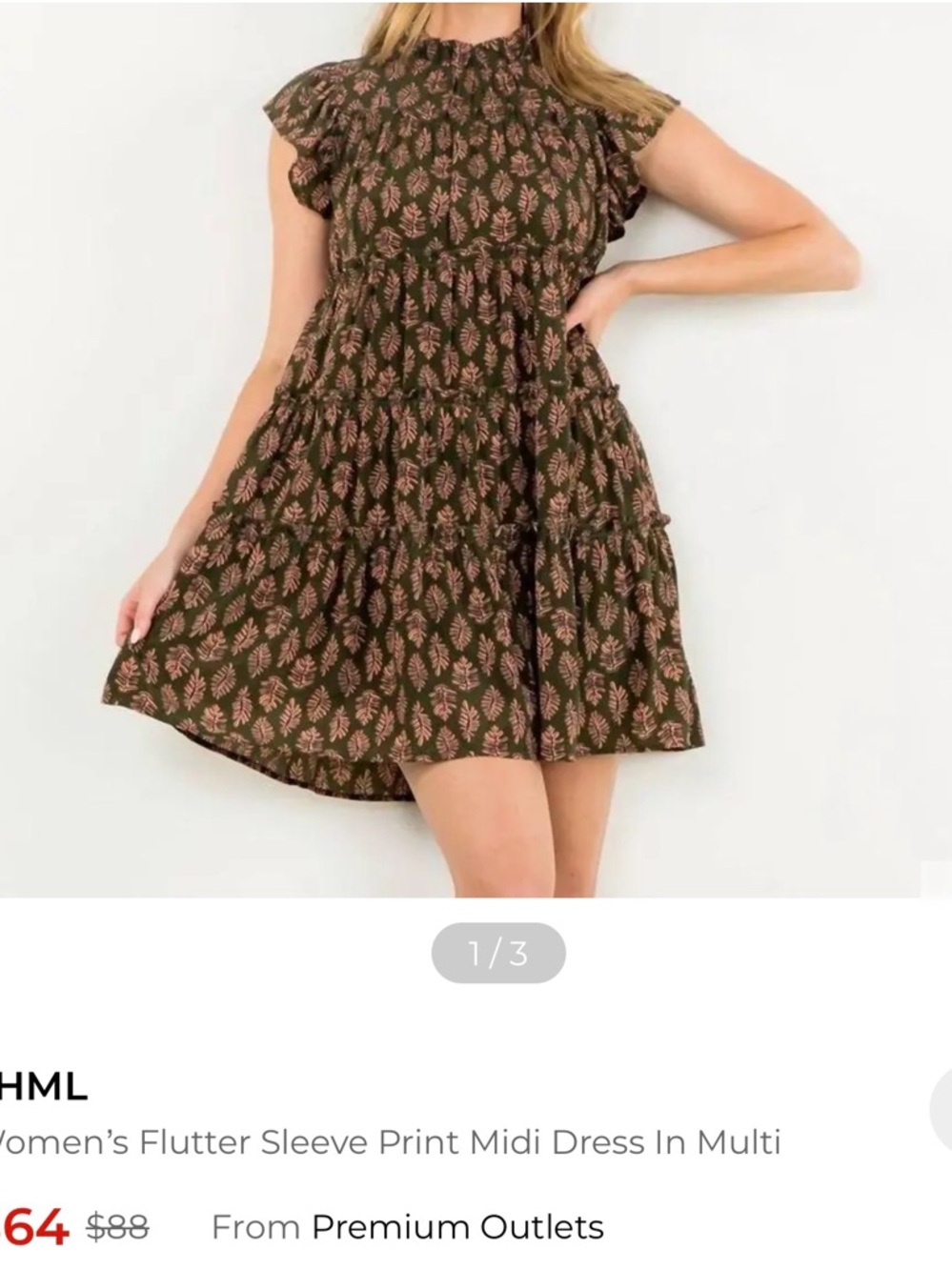 THML Flutter Sleeve Tiered Mini Dress XS
